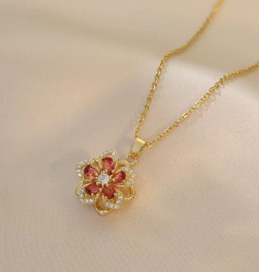 Red Spinning Floral Pendant