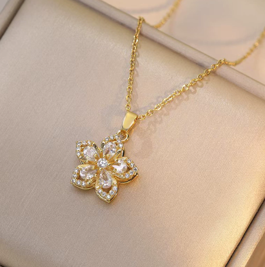 White Spinning Floral Pendant