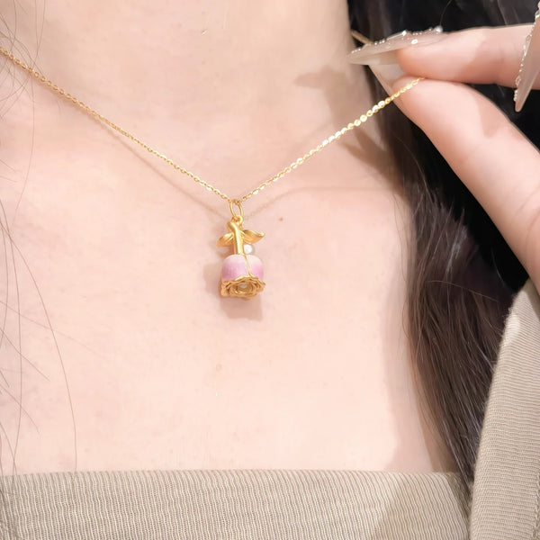 Pink Sapphire Blooming Rose Pendant