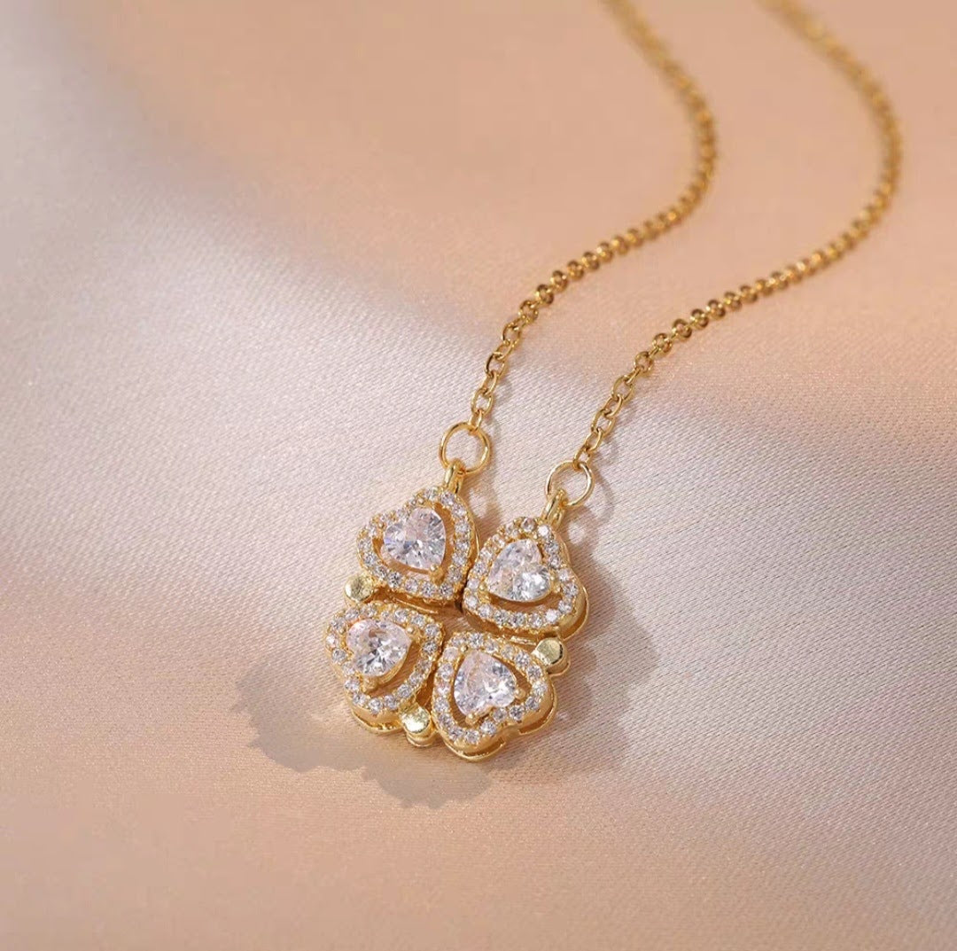 Crystal Clover Heart Pendant