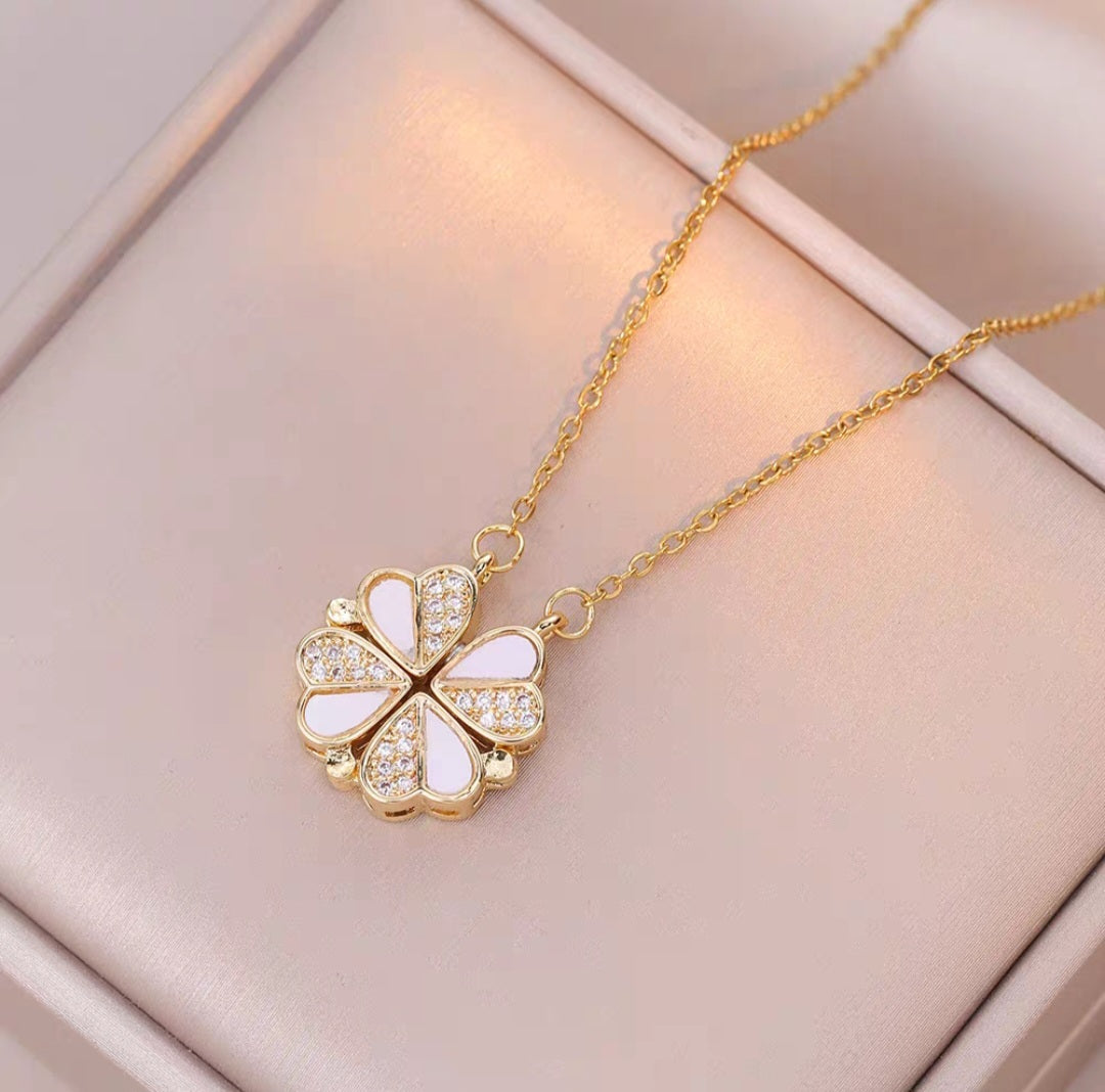 White Clover Heart Pendant