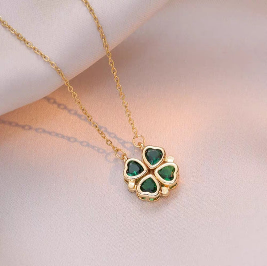 Emerald Clover Heart Pendant