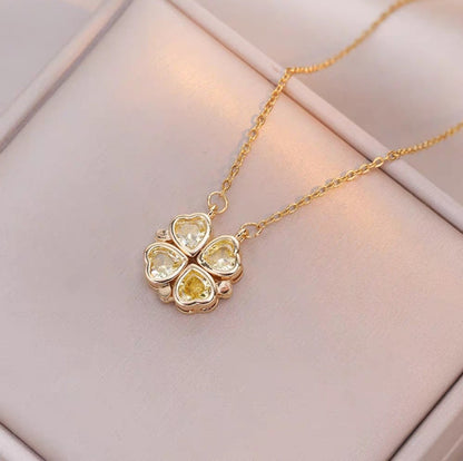 Amber Clover Heart Pendant