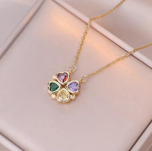 Rainbow Clover Heart Pendant