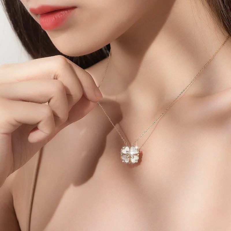 Crystal Clover Heart Pendant